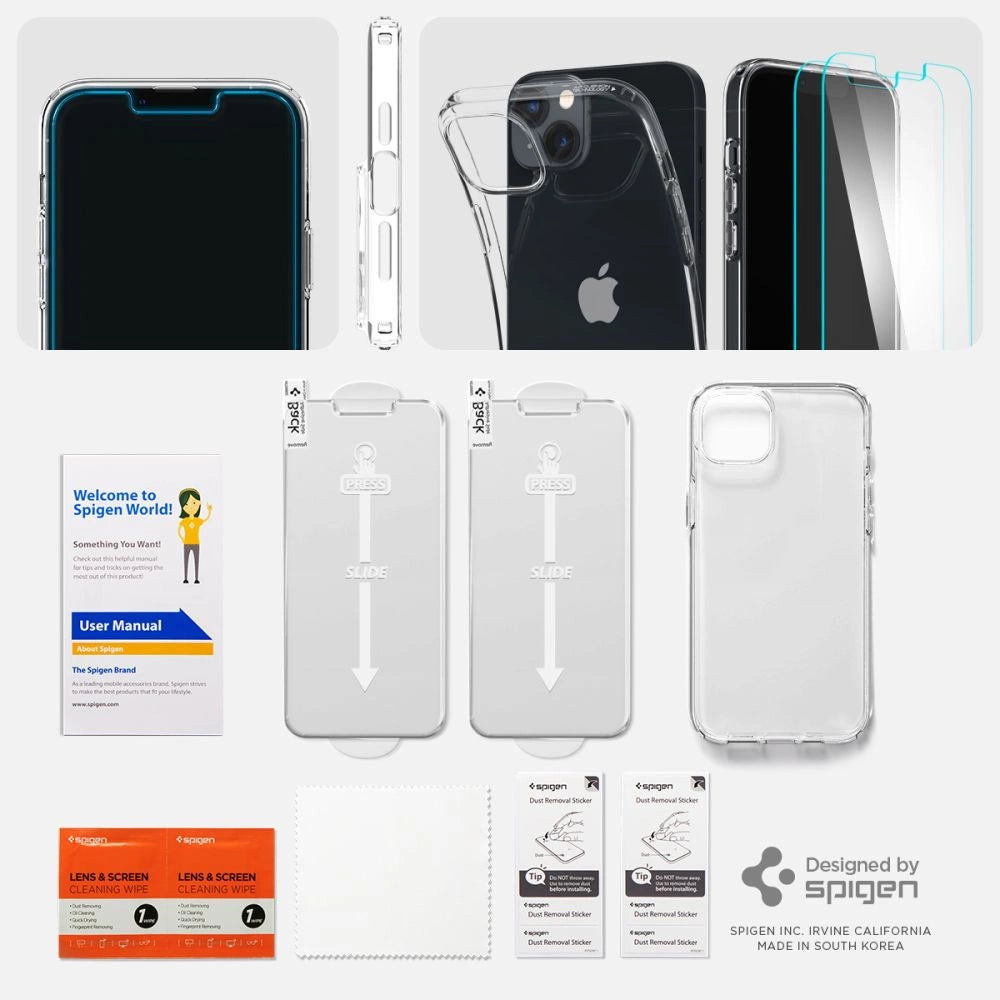 Spigen Crystal Case og tempereret glas sæt til iPhone 14 Plus - Clear
