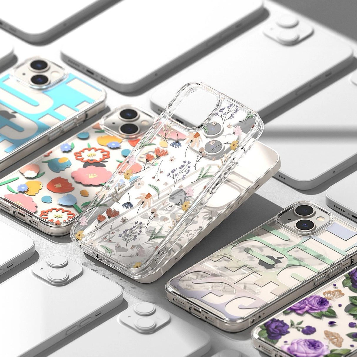 Ringke Fusion Design Armored Case Cover med Gel Frame til iPhone 14 Plus gennemsigtig (Purple rose) (FD637E29)