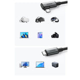 Grøn US551 vinklet USB-C - USB-C PD kabel 60W 3A 5Gb/s 5m - sort