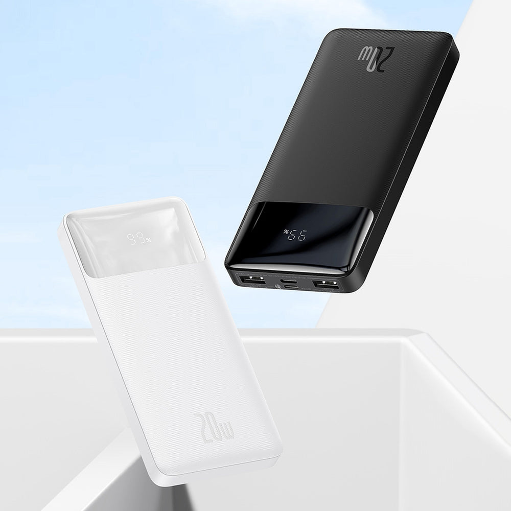 Baseus Bipow Fast Charging Power Bank 10000mAh 20W sort (Overseas Edition) + USB-A - Micro USB 0,25m sort kabel (PPBD050301)