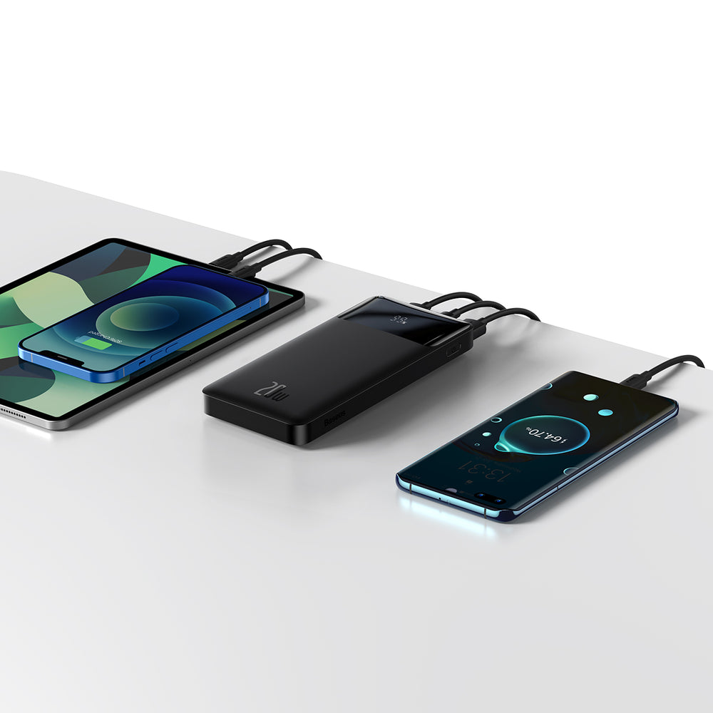 Baseus Bipow Fast Charging Power Bank 10000mAh 20W sort (Overseas Edition) + USB-A - Micro USB 0,25m sort kabel (PPBD050301)