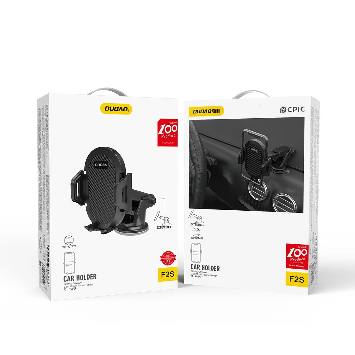 Dudao Telescopic Gravity Car Windshield Mount Holder Black (ny F2S sort)