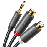 Ugreen audio adapter jack 3,5 mm mandlig til 2xRCA kvindelig kabel 0,25m grå (AV109)