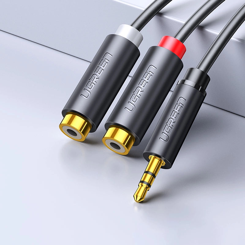 Ugreen audio adapter jack 3,5 mm mandlig til 2xRCA kvindelig kabel 0,25m grå (AV109)