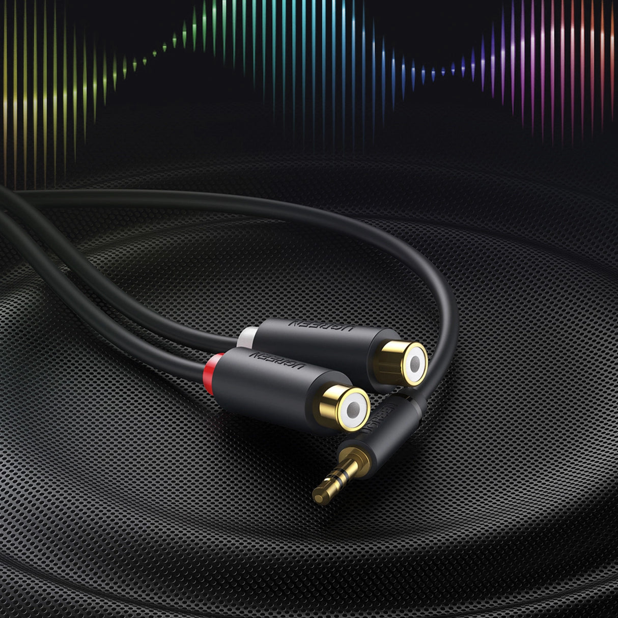 Ugreen audio adapter jack 3,5 mm mandlig til 2xRCA kvindelig kabel 0,25m grå (AV109)