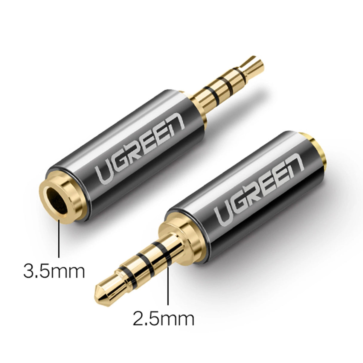 Ugreen audio adapter jack 2,5 mm mand til jack 3,5 mm kvinde sort (20501)