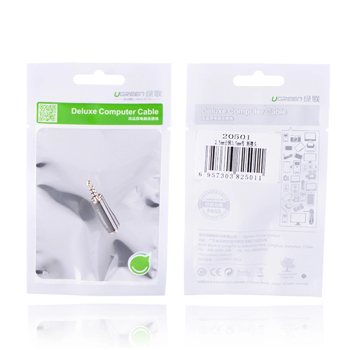 Ugreen audio adapter jack 2,5 mm mand til jack 3,5 mm kvinde sort (20501)