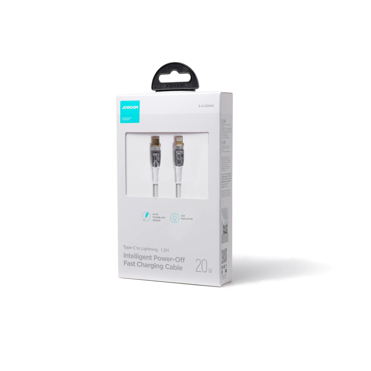 Joyroom Star-Cloud Series A3 USB-C / Lightning Cable 20W 1,2m med Smart Switch - Hvid