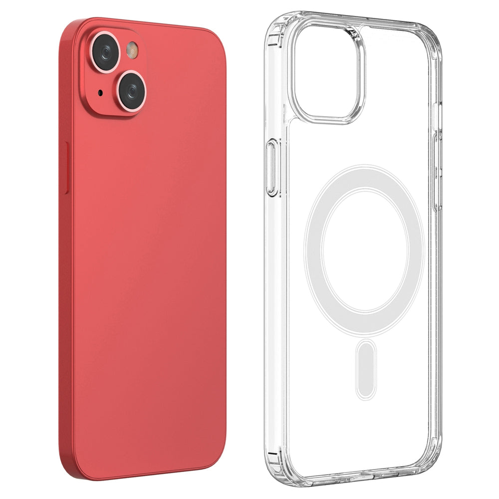 Gennemsigtig Magnetisk Case med MagSafe til iPhone 14 Plus med sølvring - gennemsigtig