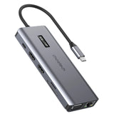 Choetech multifunktionelle HUB med display 12in1 USB-C til USB-C / USB-A / HDMI / VGA / AUX / SD / TF grå (HUB-M26)