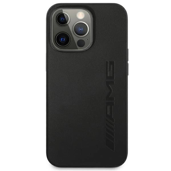 AMG AMHCP14LDOLBK iPhone 14 Pro 6,1 " sort / sort hårdkasse læder Hot Stamped