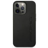 AMG AMHCP14LDOLBK iPhone 14 Pro 6,1 " sort / sort hårdkasse læder Hot Stamped