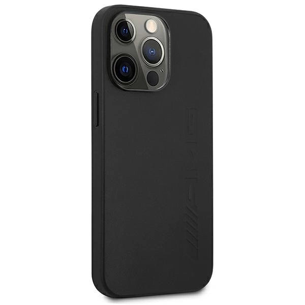 AMG AMHCP14LDOLBK iPhone 14 Pro 6,1 " sort / sort hårdkasse læder Hot Stamped