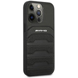 AMG AMHCP14LGSEBK iPhone 14 Pro 6.1 " sort / sort hårdkasse Læder Debossed Lines