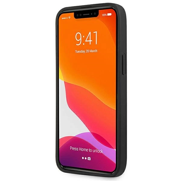 AMG AMHCP14LGSEBK iPhone 14 Pro 6.1 " sort / sort hårdkasse Læder Debossed Lines