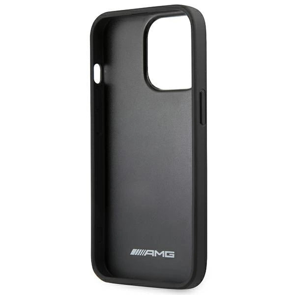 AMG AMHCP14LGSEBK iPhone 14 Pro 6.1 " sort / sort hårdkasse Læder Debossed Lines