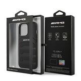 AMG AMHCP14LGSEBK iPhone 14 Pro 6.1 " sort / sort hårdkasse Læder Debossed Lines