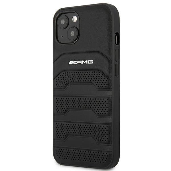 AMG AMHCP14MGSEBK iPhone 14 Plus 6,7 " sort / sort hårdkasse Læder Debossed Lines