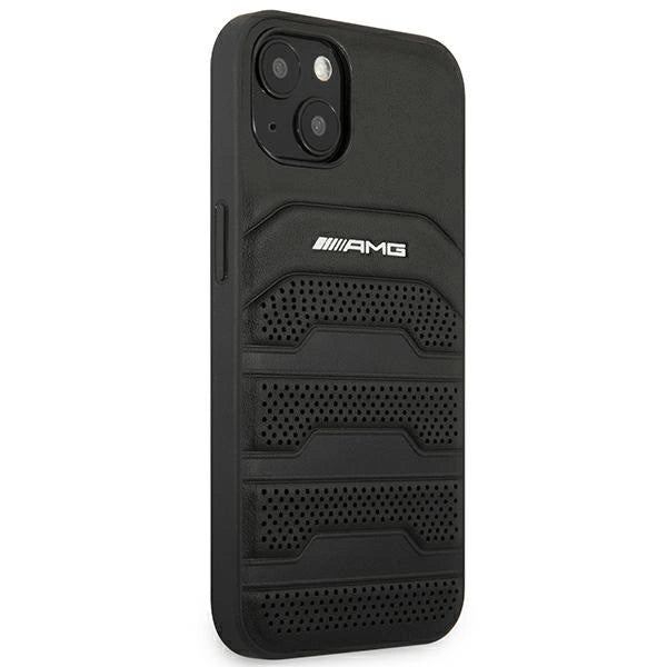 AMG AMHCP14MGSEBK iPhone 14 Plus 6,7 " sort / sort hårdkasse Læder Debossed Lines
