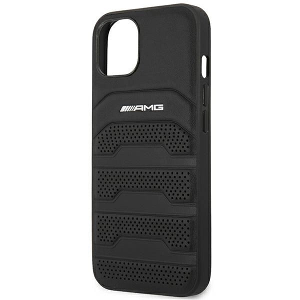 AMG AMHCP14MGSEBK iPhone 14 Plus 6,7 " sort / sort hårdkasse Læder Debossed Lines