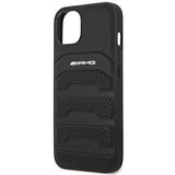 AMG AMHCP14MGSEBK iPhone 14 Plus 6,7 " sort / sort hårdkasse Læder Debossed Lines