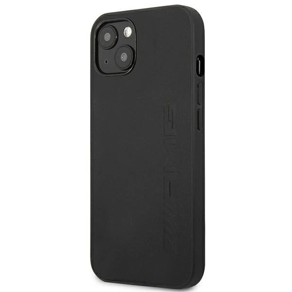 AMG AMHCP14SDOLBK iPhone 14 6.1 " sort / sort hårdkasse læder varmstemplet
