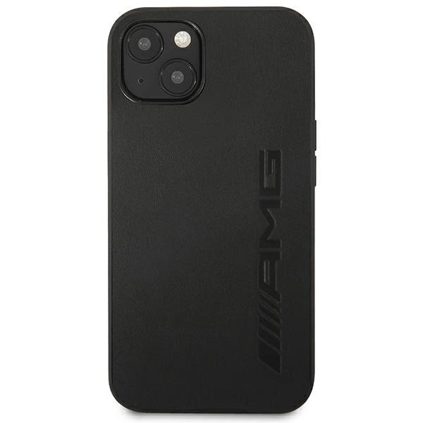 AMG AMHCP14SDOLBK iPhone 14 6.1 " sort / sort hårdkasse læder varmstemplet