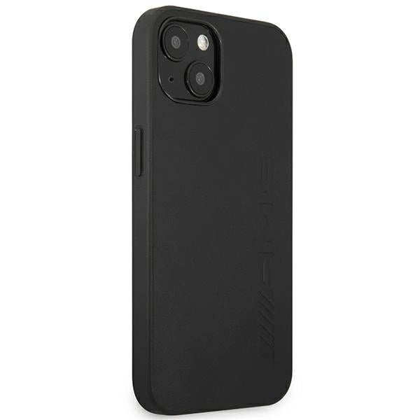 AMG AMHCP14SDOLBK iPhone 14 6.1 " sort / sort hårdkasse læder varmstemplet