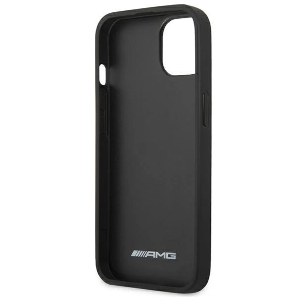 AMG AMHCP14SDOLBK iPhone 14 6.1 " sort / sort hårdkasse læder varmstemplet