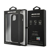AMG AMHCP14SDOLBK iPhone 14 6.1 " sort / sort hårdkasse læder varmstemplet