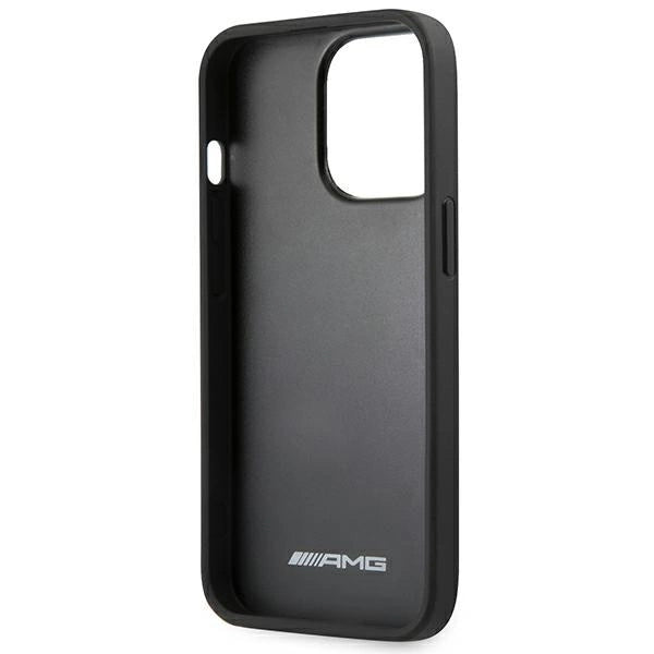 AMG AMHCP14XDOLBK iPhone 14 Pro Max 6.7 " sort / sort hårdkasse læder Hot Stamped