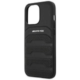 AMG AMHCP14XGSEBK iPhone 14 Pro Max 6,7 " sort / sort hårdkasse Læder Debossed Lines