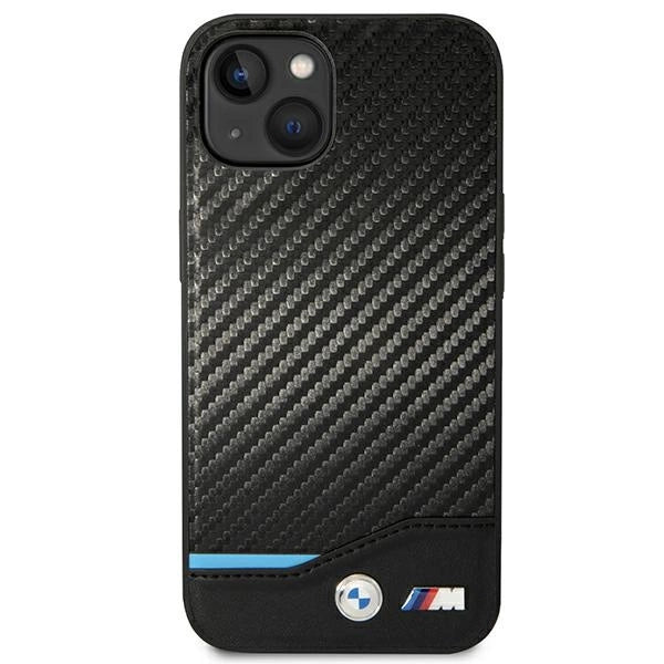 Case BMW BMHCP14M22NBCK iPhone 14 Plus 6.7 " sort / sort Læder Carbon