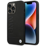 Case BMW BMHCP14XSLLBK iPhone 14 Pro Max 6.7 " sort / sort læderstempel
