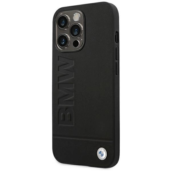 Case BMW BMHCP14XSLLBK iPhone 14 Pro Max 6.7 " sort / sort læderstempel