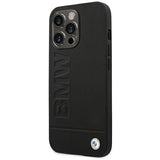 Case BMW BMHCP14XSLLBK iPhone 14 Pro Max 6.7 " sort / sort læderstempel