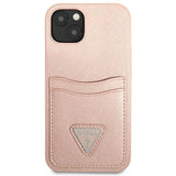 Guess GUHCP13MPSATPP iPhone 13 6.1 "pink / pink hardcase SaffianoTriangle Logo Cardslot