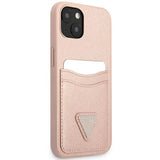 Guess GUHCP13MPSATPP iPhone 13 6.1 "pink / pink hardcase SaffianoTriangle Logo Cardslot