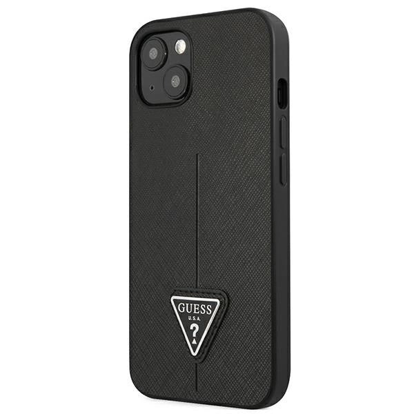 Guess GUHCP13SPSATLK iPhone 13 mini 5,4 " sort / sort hardcase SaffianoTriangle Logo