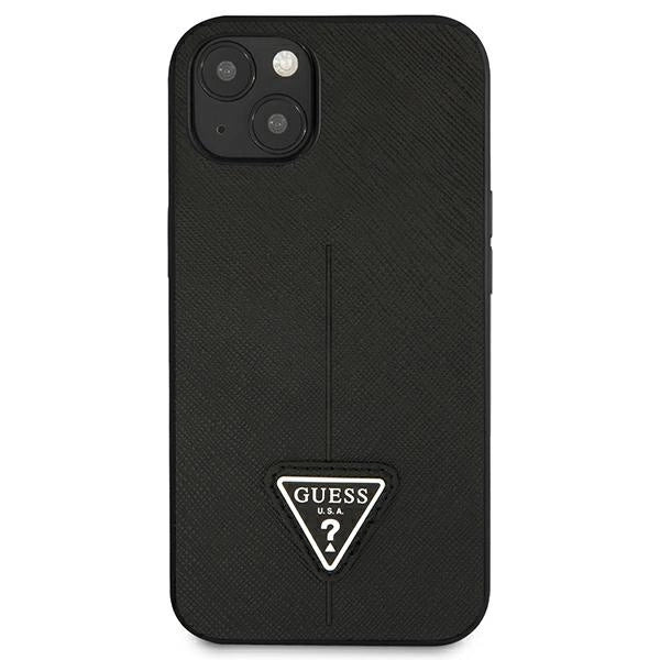 Guess GUHCP13SPSATLK iPhone 13 mini 5,4 " sort / sort hardcase SaffianoTriangle Logo