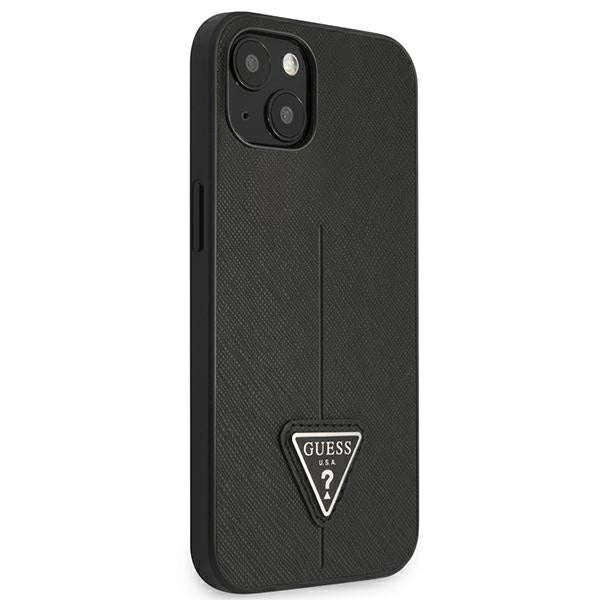 Guess GUHCP13SPSATLK iPhone 13 mini 5,4 " sort / sort hardcase SaffianoTriangle Logo
