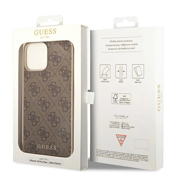 Guess GUHCP14LGF4GBR iPhone 14 Pro 6.1 "brun / brun hardcase 4G Charms Collection