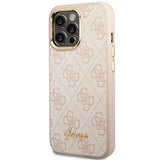 Guess 4G Vintage Gold Logo-hylster til iPhone 14 Pro - pink