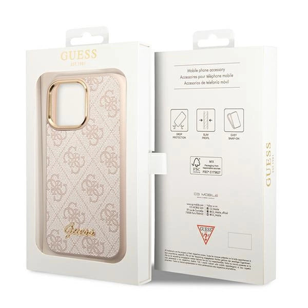 Guess 4G Vintage Gold Logo-hylster til iPhone 14 Pro - pink