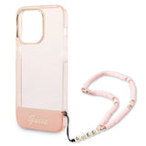 Guess GUHCP14LHGCOHP iPhone 14 Pro 6.1" pink/pink hardcase Gennemskinnelig perle rem
