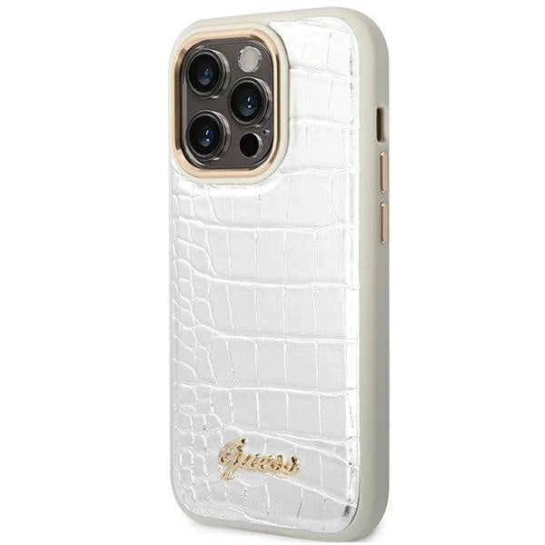 Guess Croco Collection-hylster til iPhone 14 Pro 6.1" - sølv