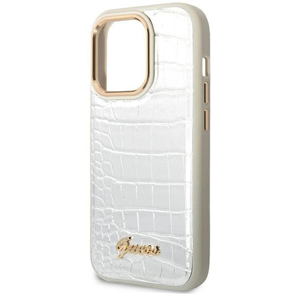 Guess Croco Collection-hylster til iPhone 14 Pro 6.1" - sølv