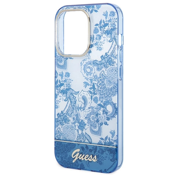 Guess GUHCP14LHGPLHB iPhone 14 Pro 6.1" blå/blå hardcase Porcelæn Collection