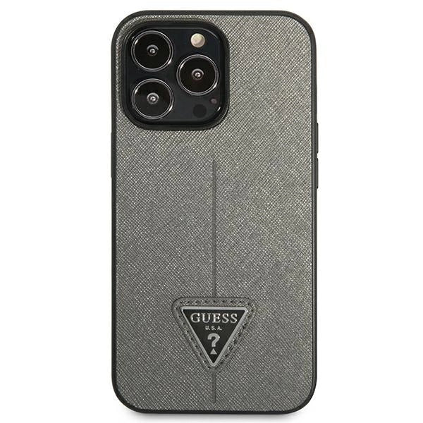 Guess GUHCP14LPSATLG iPhone 14 Pro 6.1 " sølv / sølv hardcase SaffianoTriangle Logo