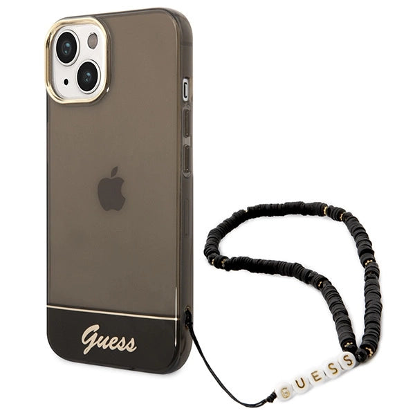 Guess GUHCP14MHGCOHK iPhone 14 Plus 6,7 " sort / sort hårdkasse Gennemskinnelig Perle Strop